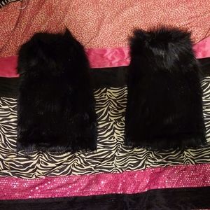 Black furry leg warmers